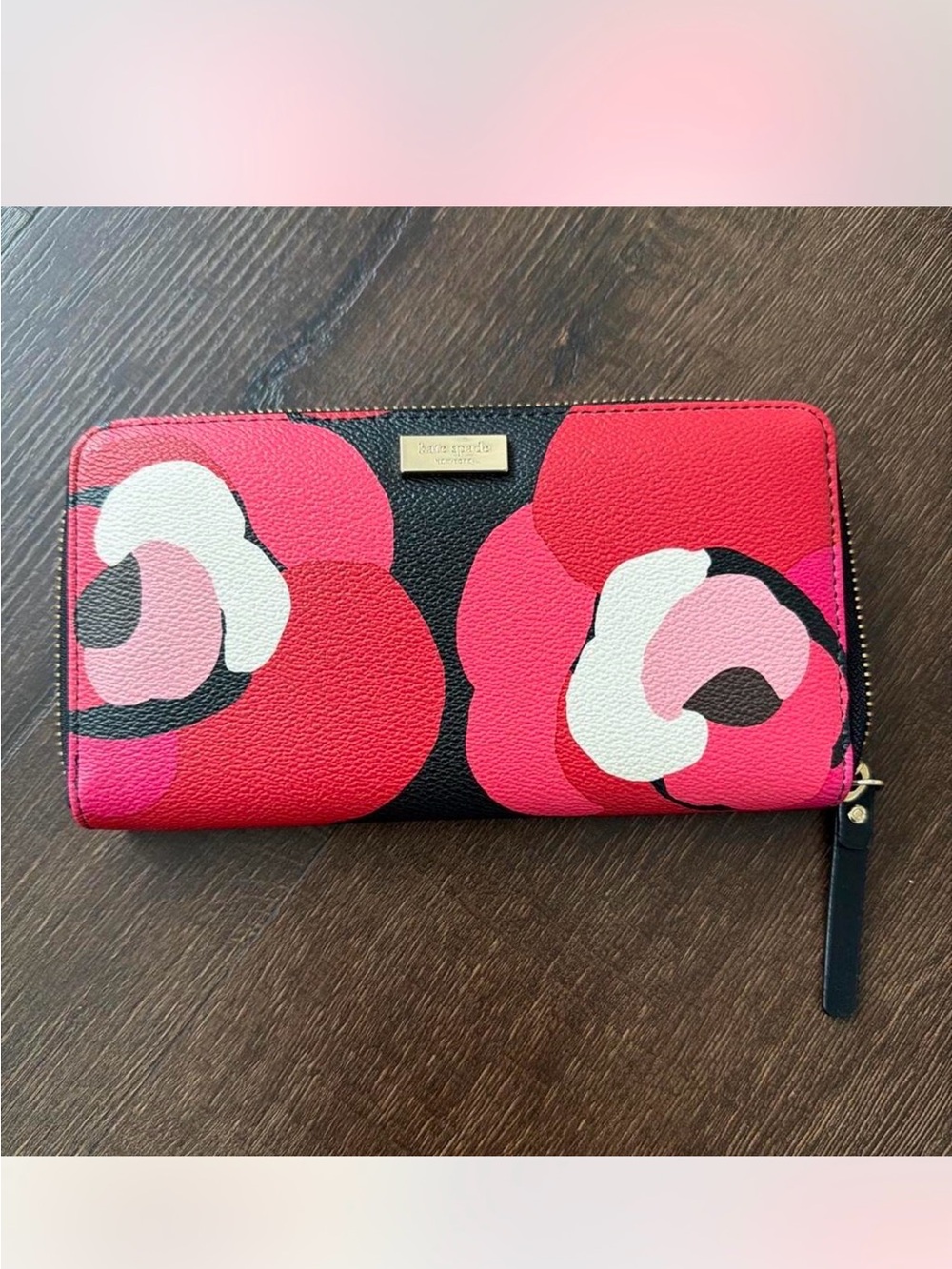 kate spade Red & Pink Floral Zip Wallet